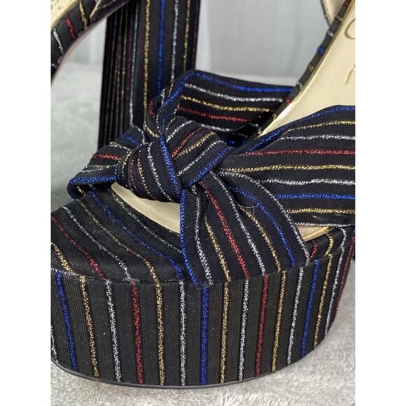 Jessica Simpson | Womens 8 Platform Heels Black Multi Striped Block High Heels - Picture 6 of 11